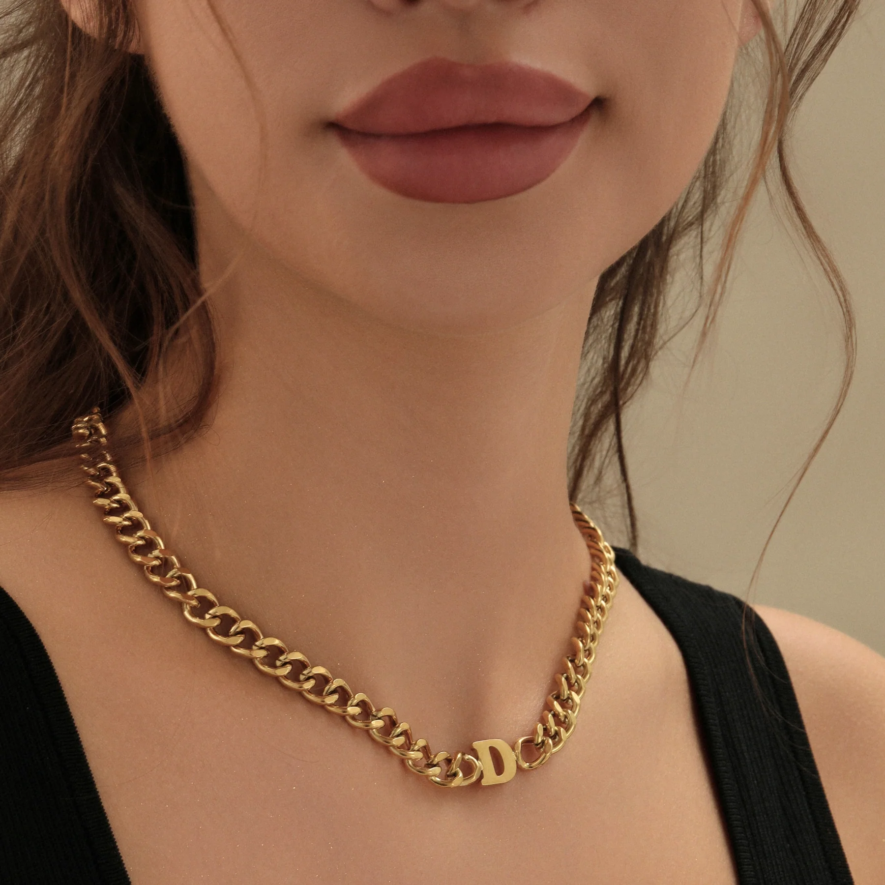 Letter Choker w/ XL Cuban Chain - Image 5