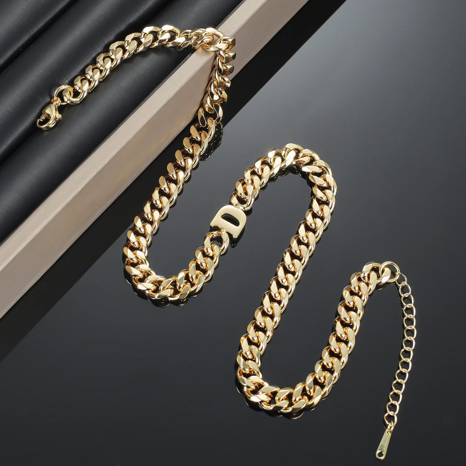 Letter Choker w/ XL Cuban Chain - Image 9