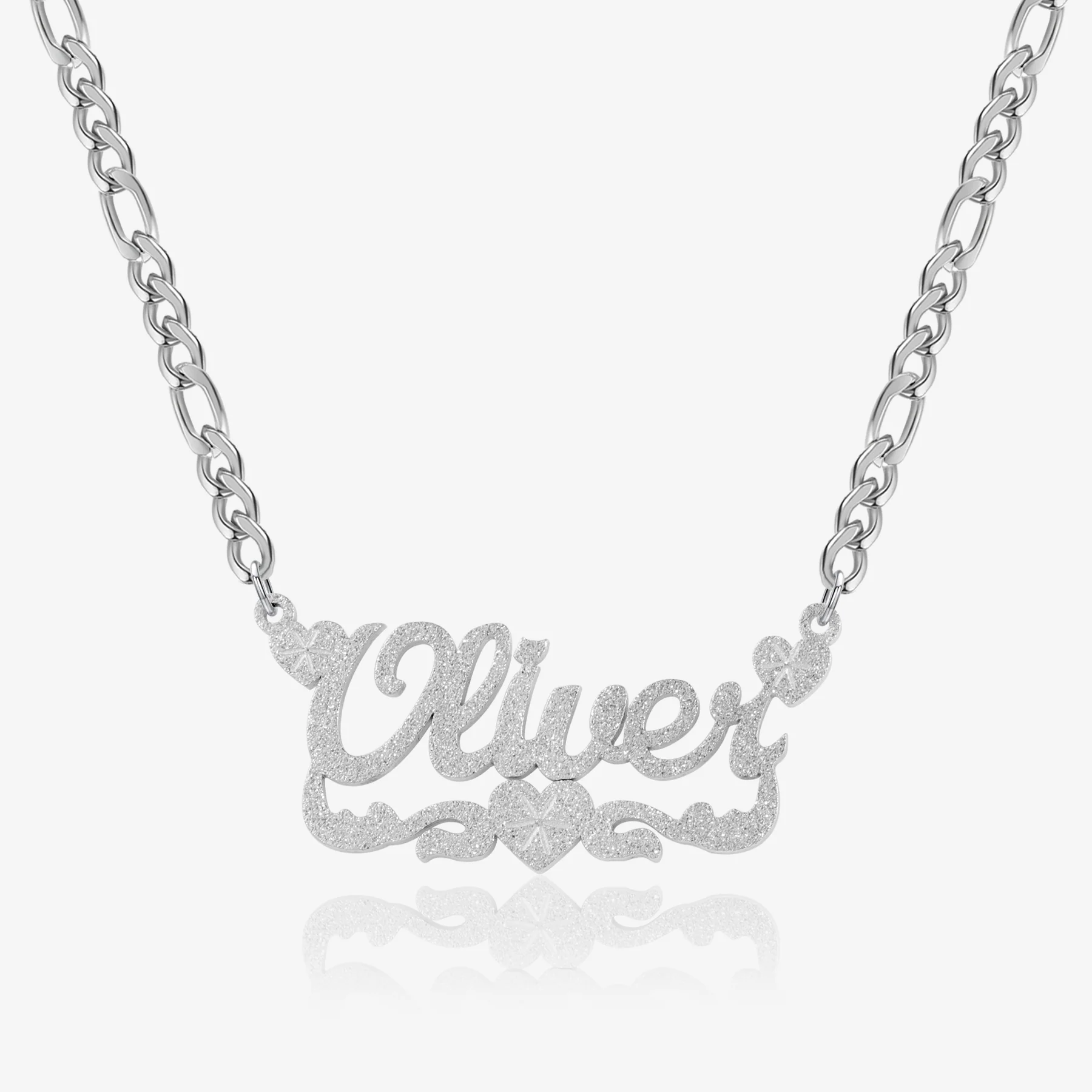 Diamond Cut Lovely Heart Name Necklace - Image 3