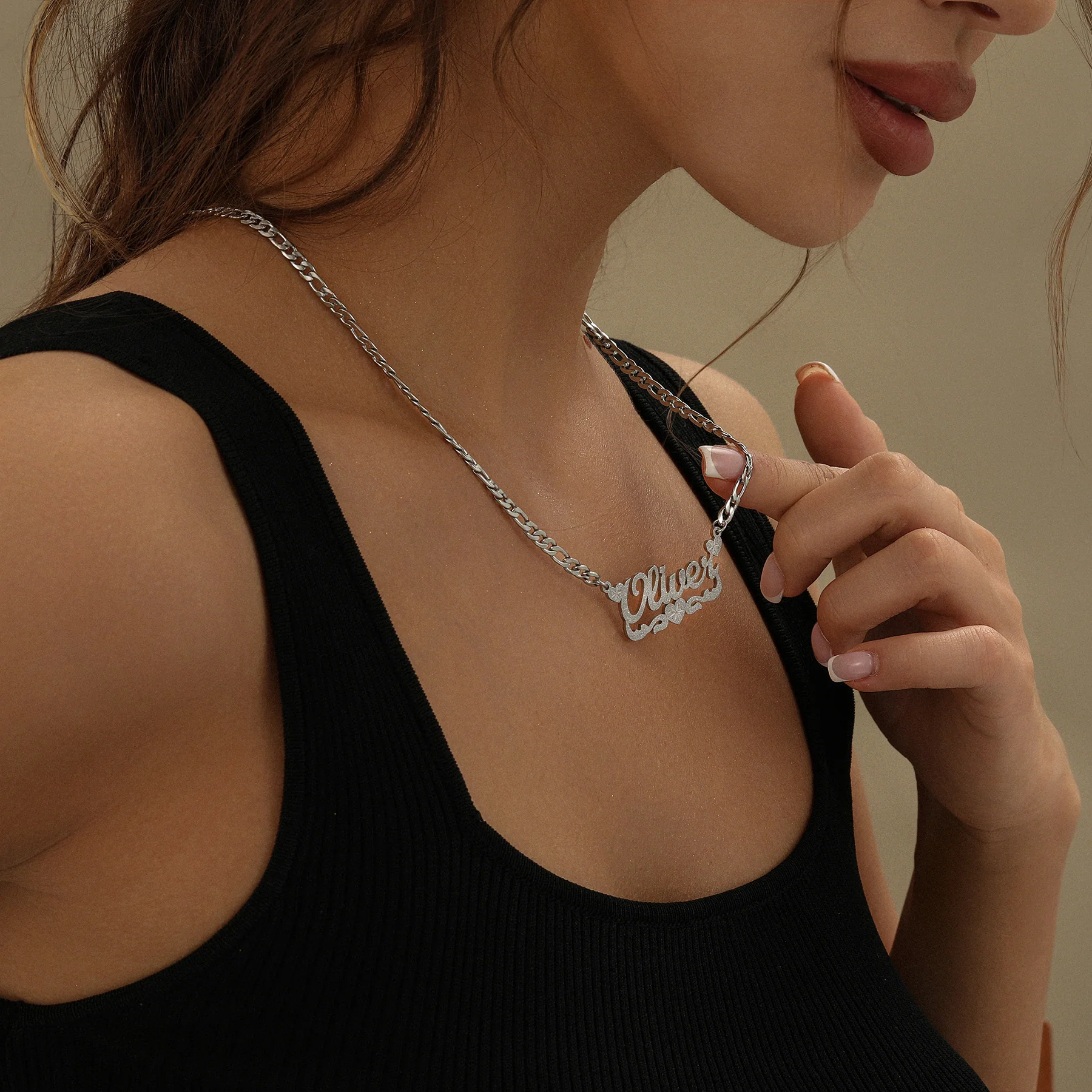 Diamond Cut Lovely Heart Name Necklace - Image 5