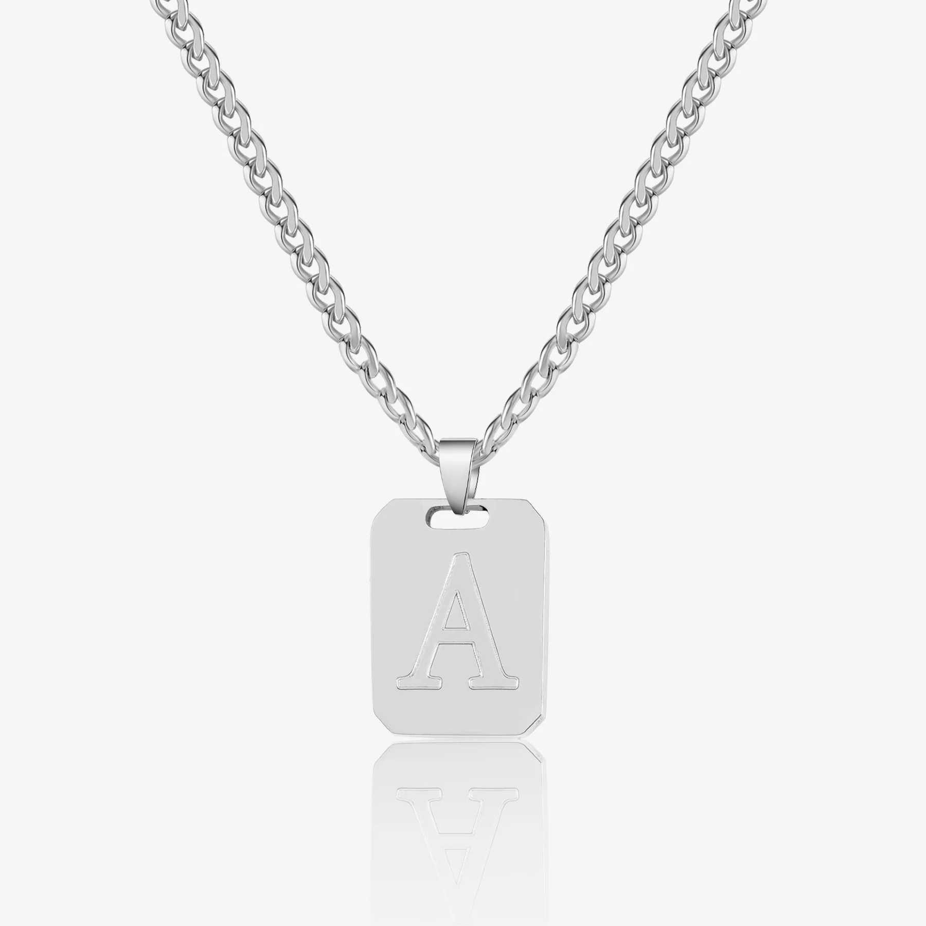 Minimal Initial Pendant Necklace w/ Cuban Chain - Image 4
