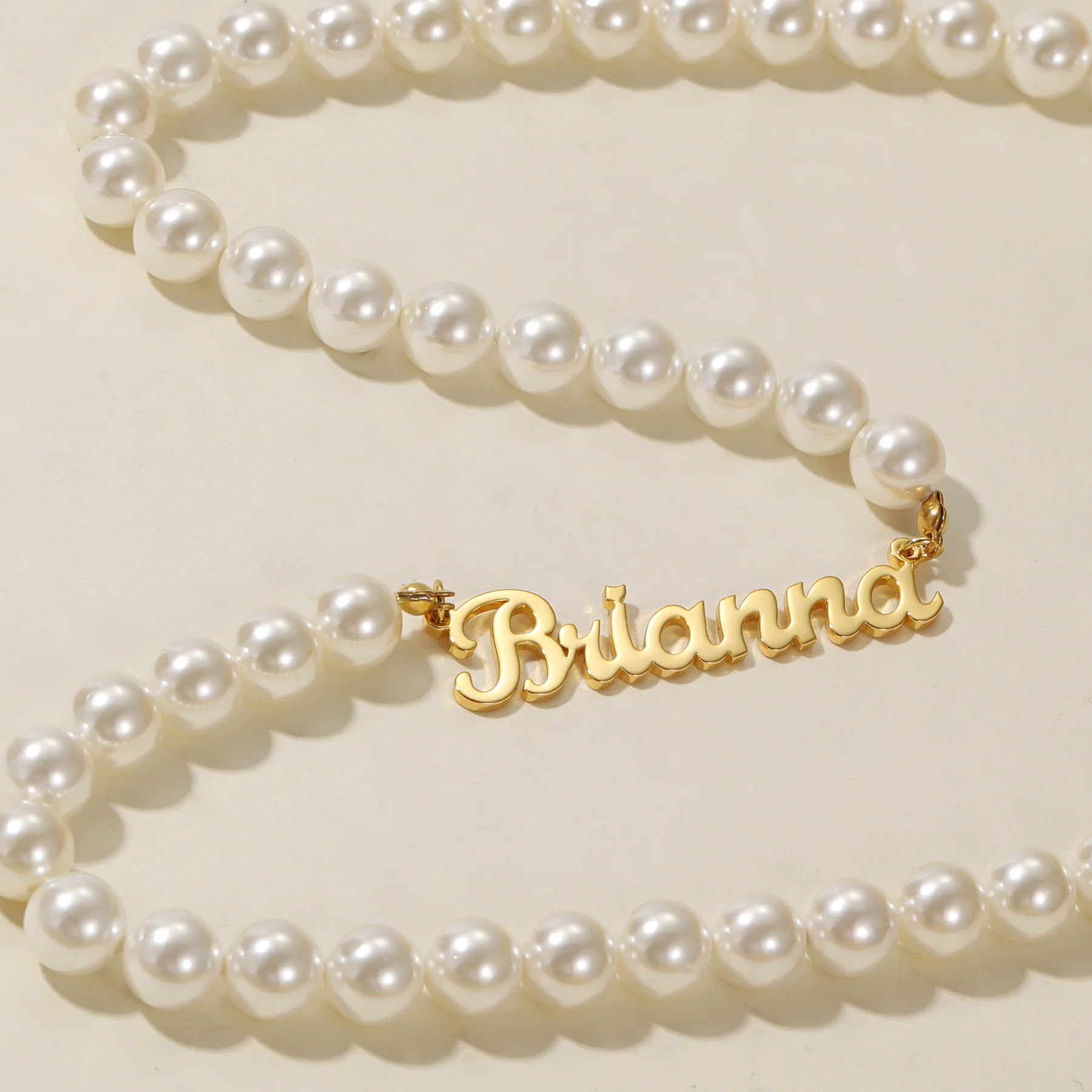 Custom Name Necklace w/ Pearl Chain - Image 3