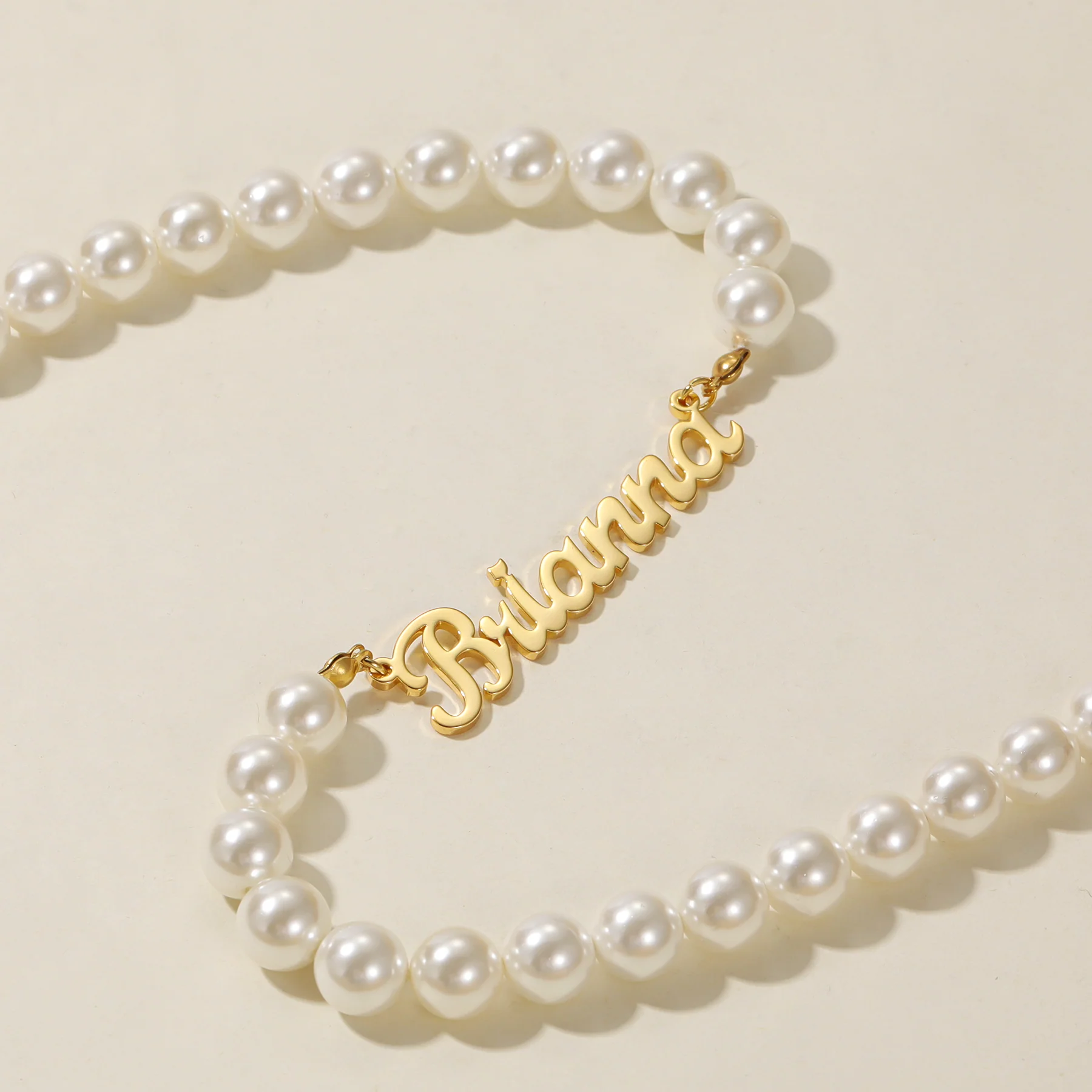 Custom Name Necklace w/ Pearl Chain - Image 4