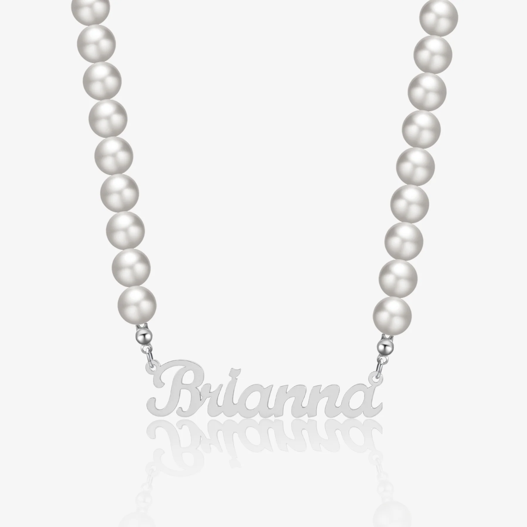 Custom Name Necklace w/ Pearl Chain - Image 5