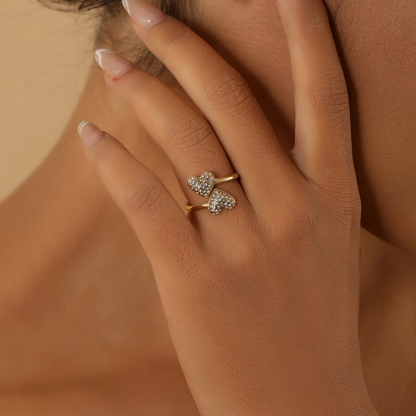 Open Iced Heart Ring - Image 2