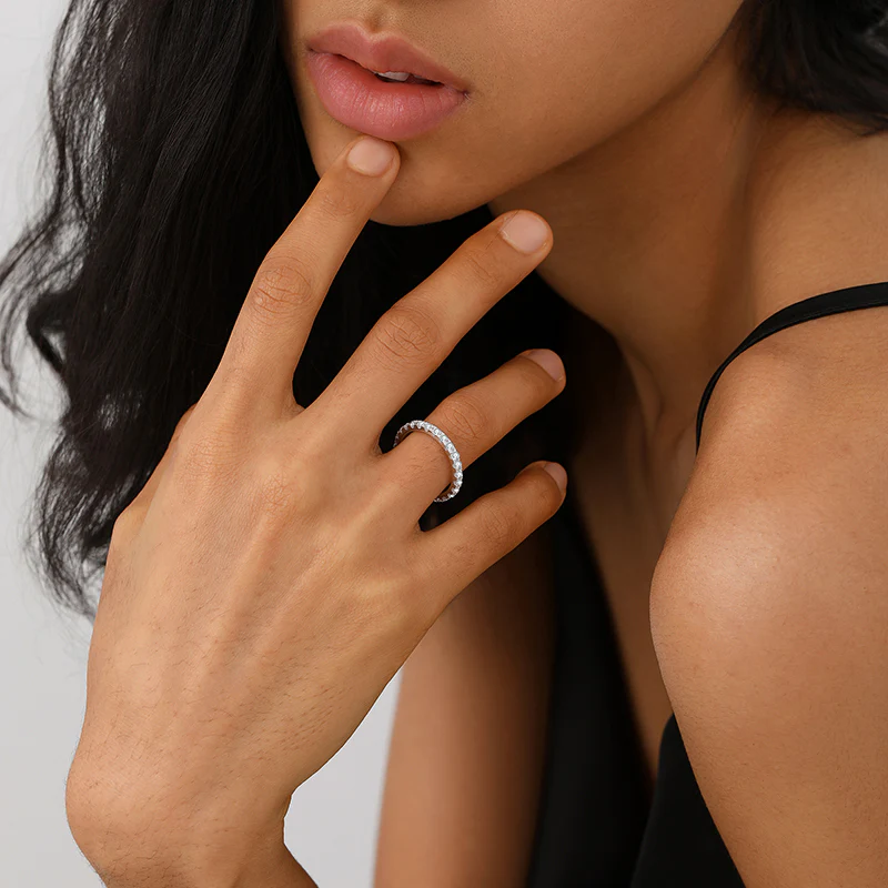 Pave Round Cut Moissanite Eternity Band - Image 5