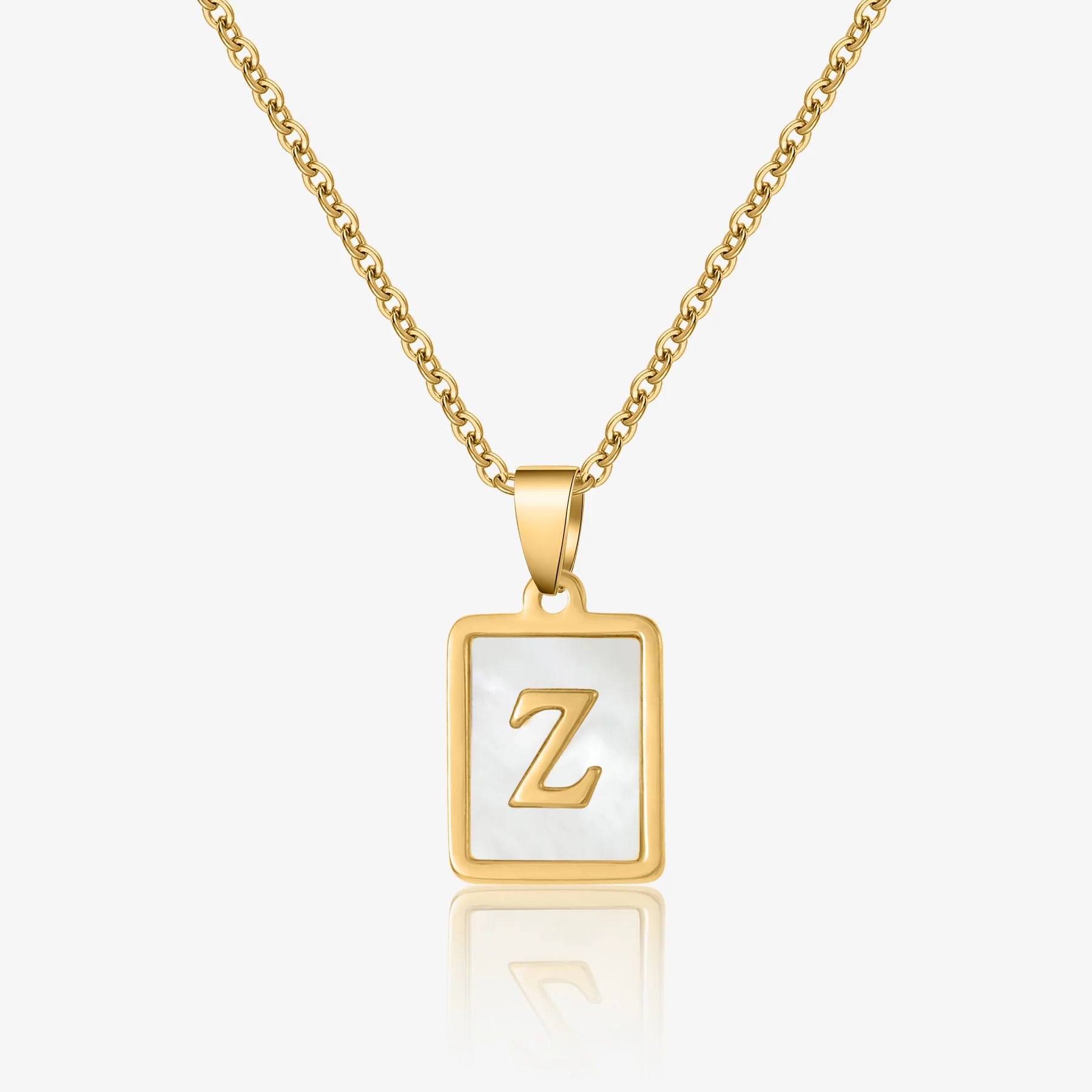Pearl Initial Tag Necklace