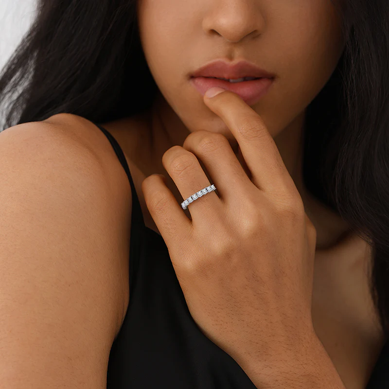 Princess Cut Moissanite Half Eternity Band - Image 7