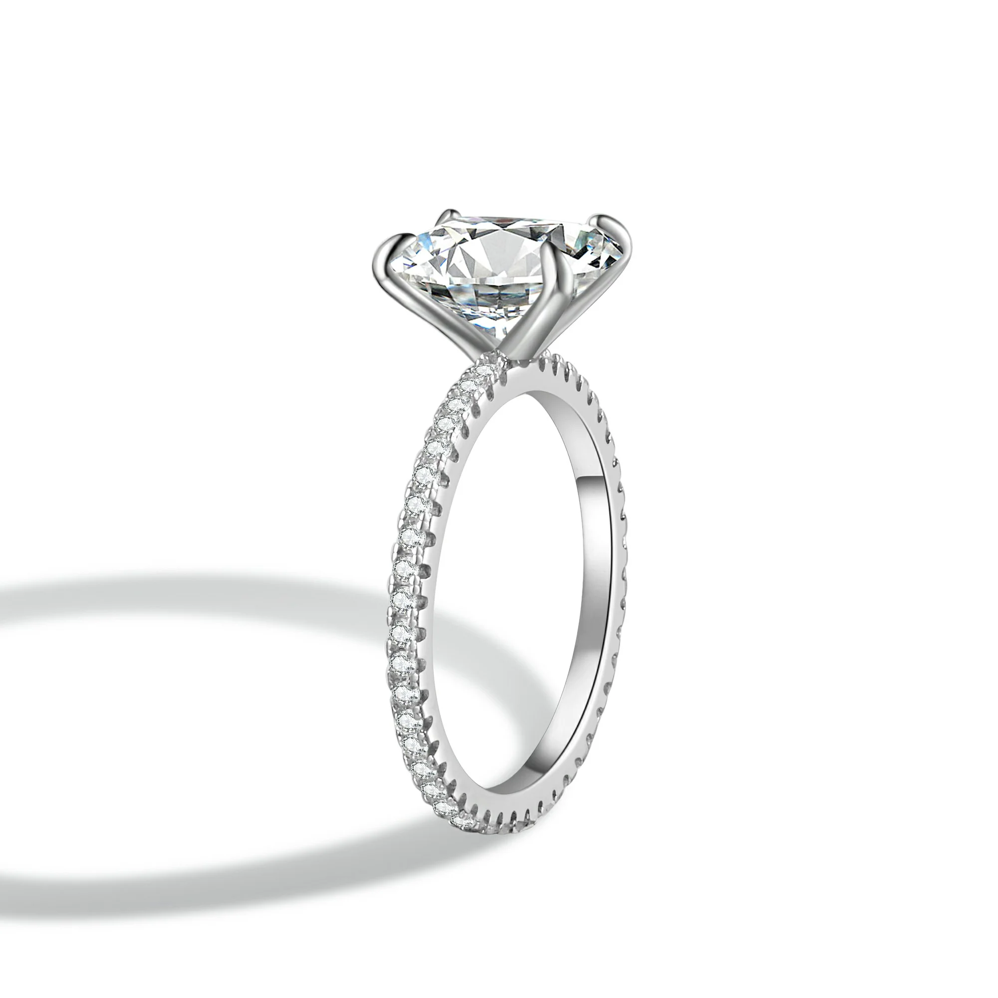 Radiant Cut Moissanite Engagement Ring With Eternity Band - Image 5