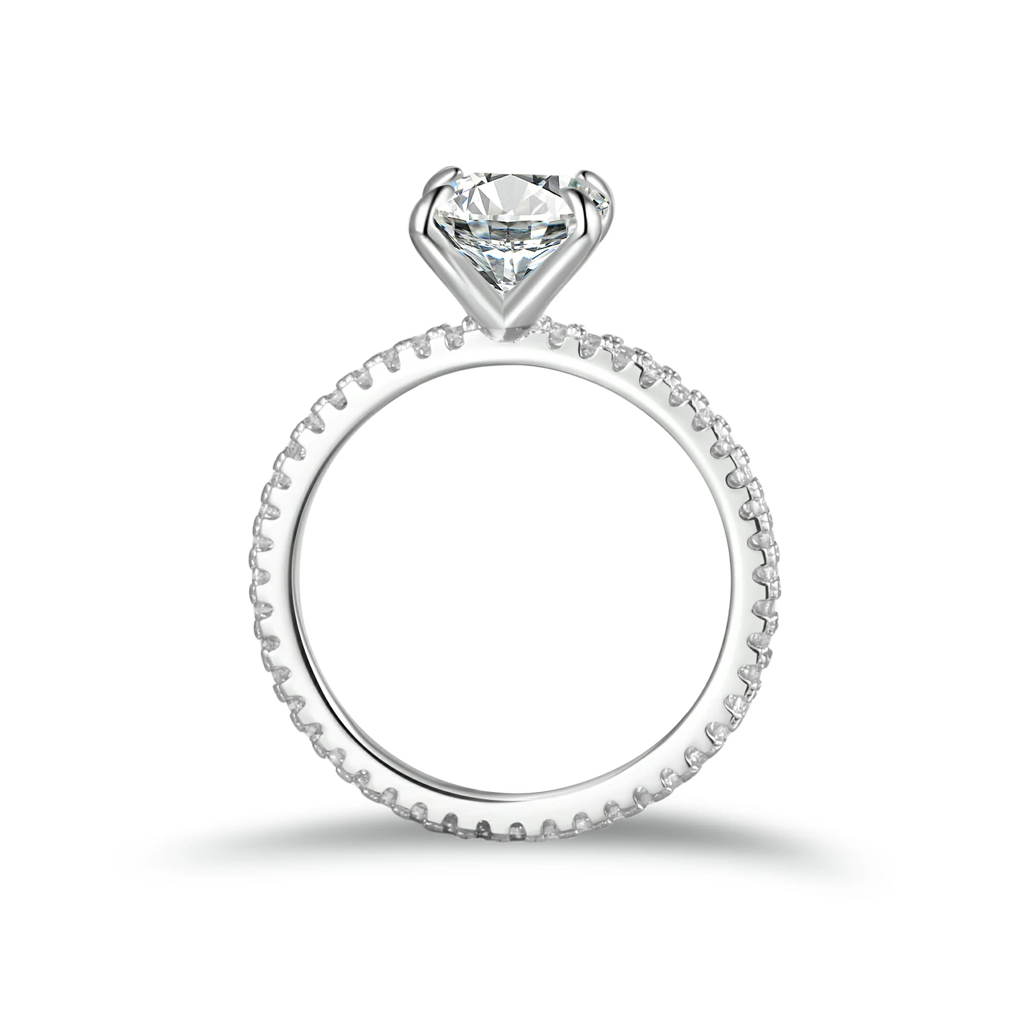 Radiant Cut Moissanite Engagement Ring With Eternity Band - Image 7