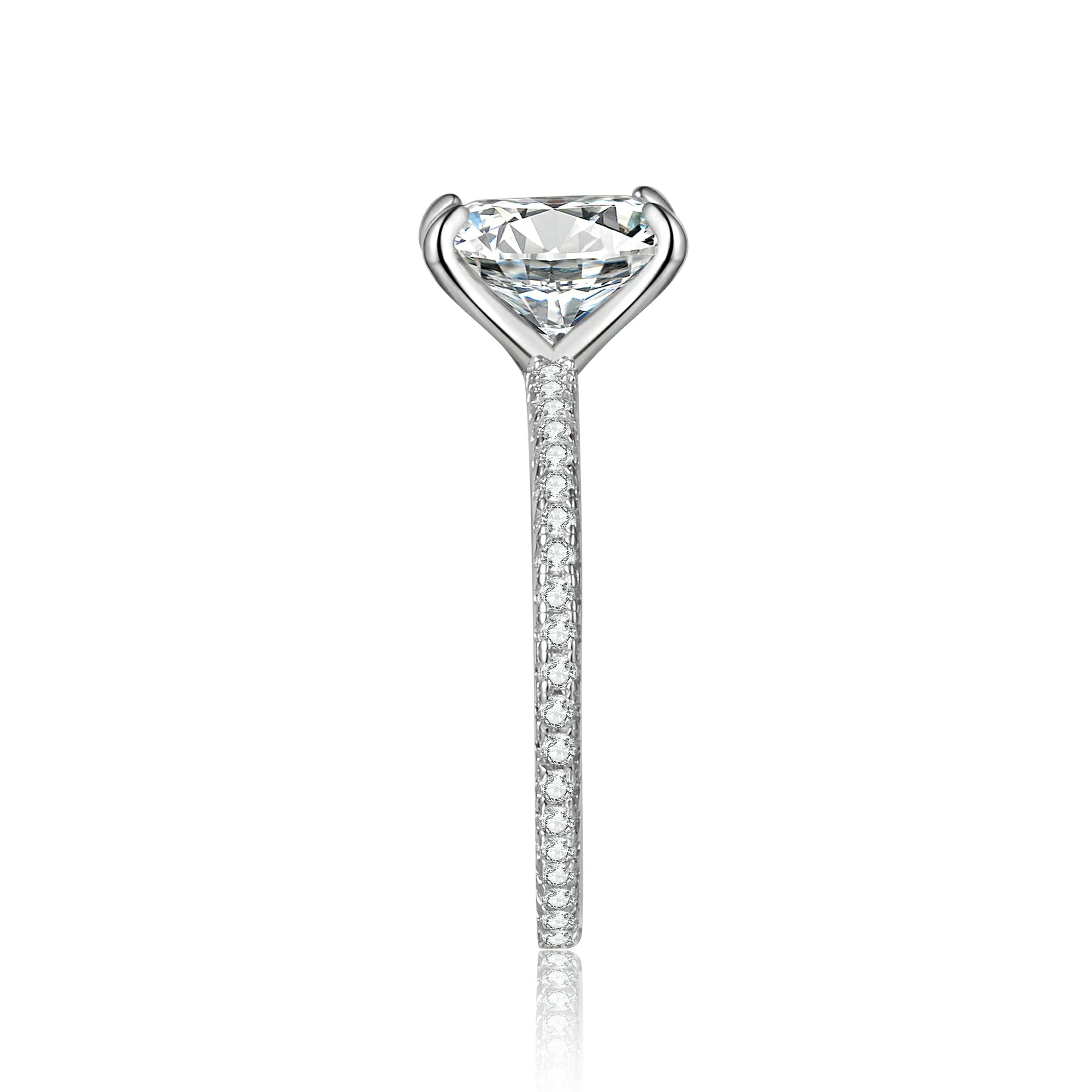Radiant Cut Moissanite Engagement Ring With Eternity Band - Image 8