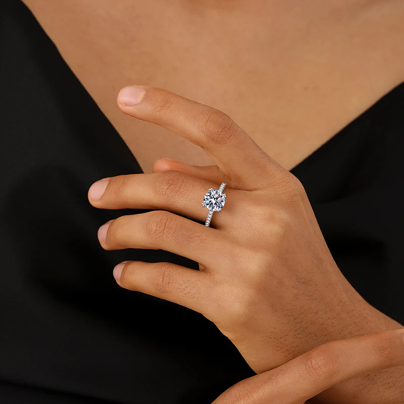 Round Cut Moissanite Engagement Ring Solitaire - Image 3