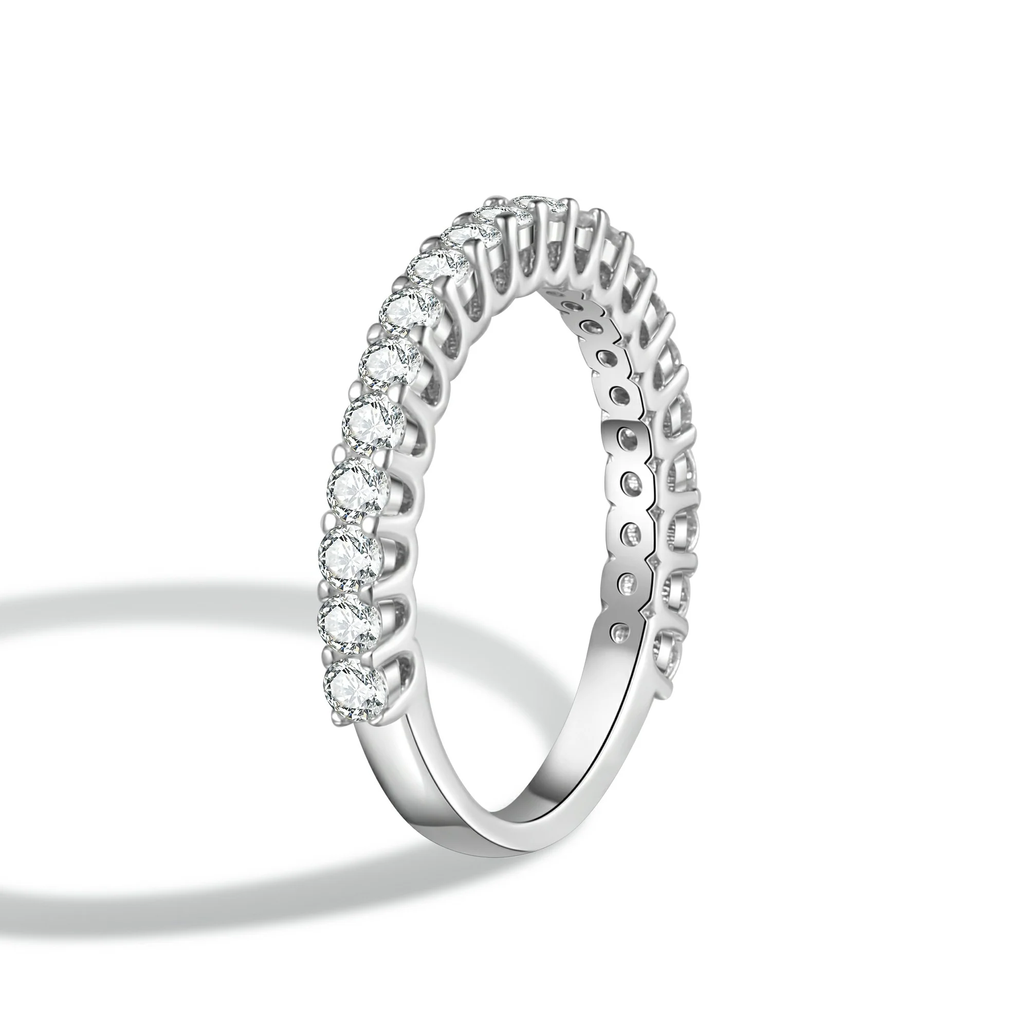 Round Cut Moissanite Half Eternity Band - Image 4
