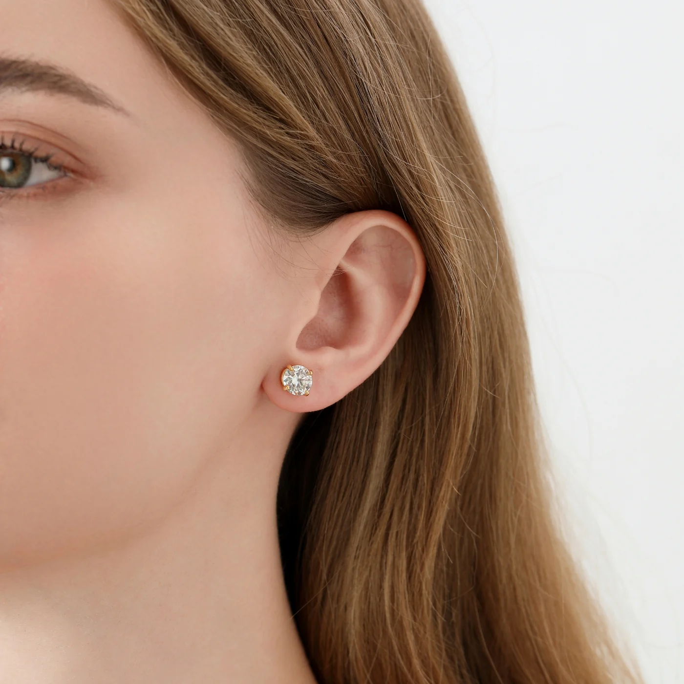 Round Cut Moissanite Stud Earrings - Image 10