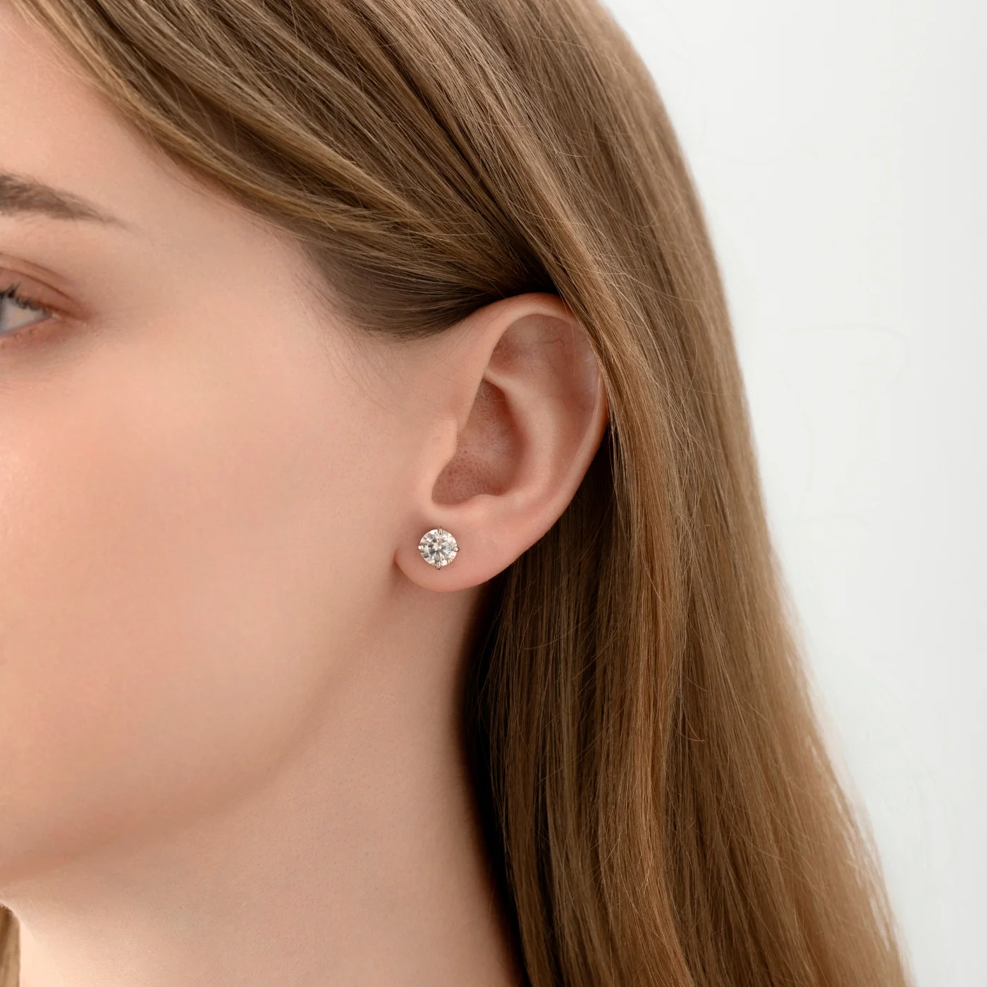 Round Cut Moissanite Stud Earrings - Image 3