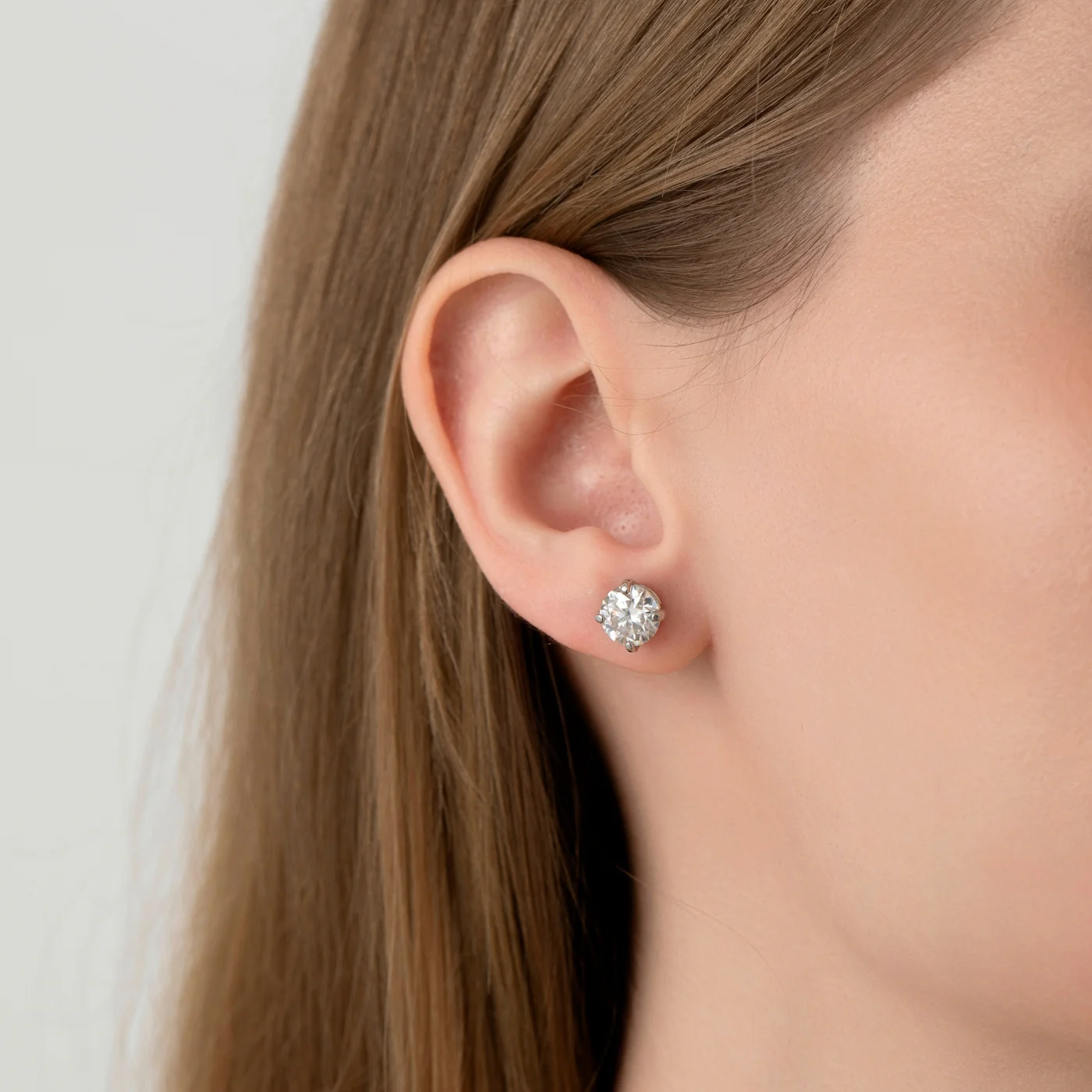 Round Cut Moissanite Stud Earrings - Image 4