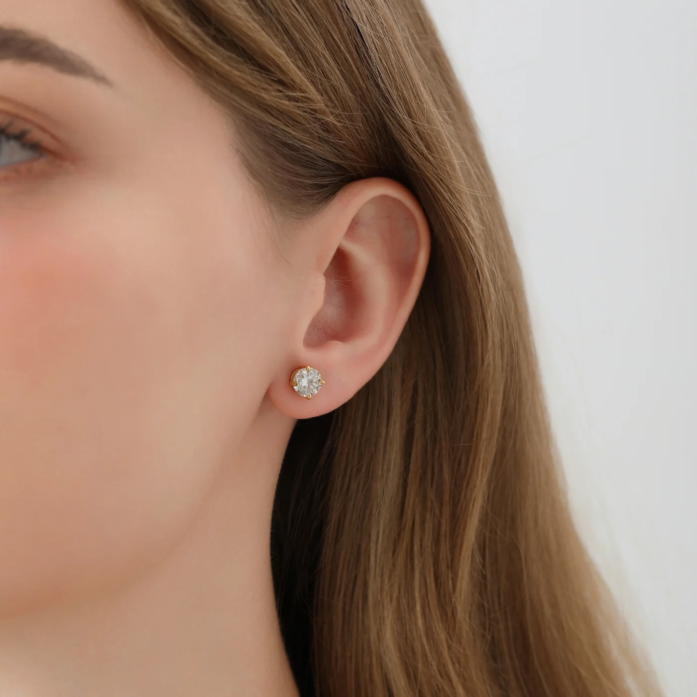 Round Cut Moissanite Stud Earrings - Image 9
