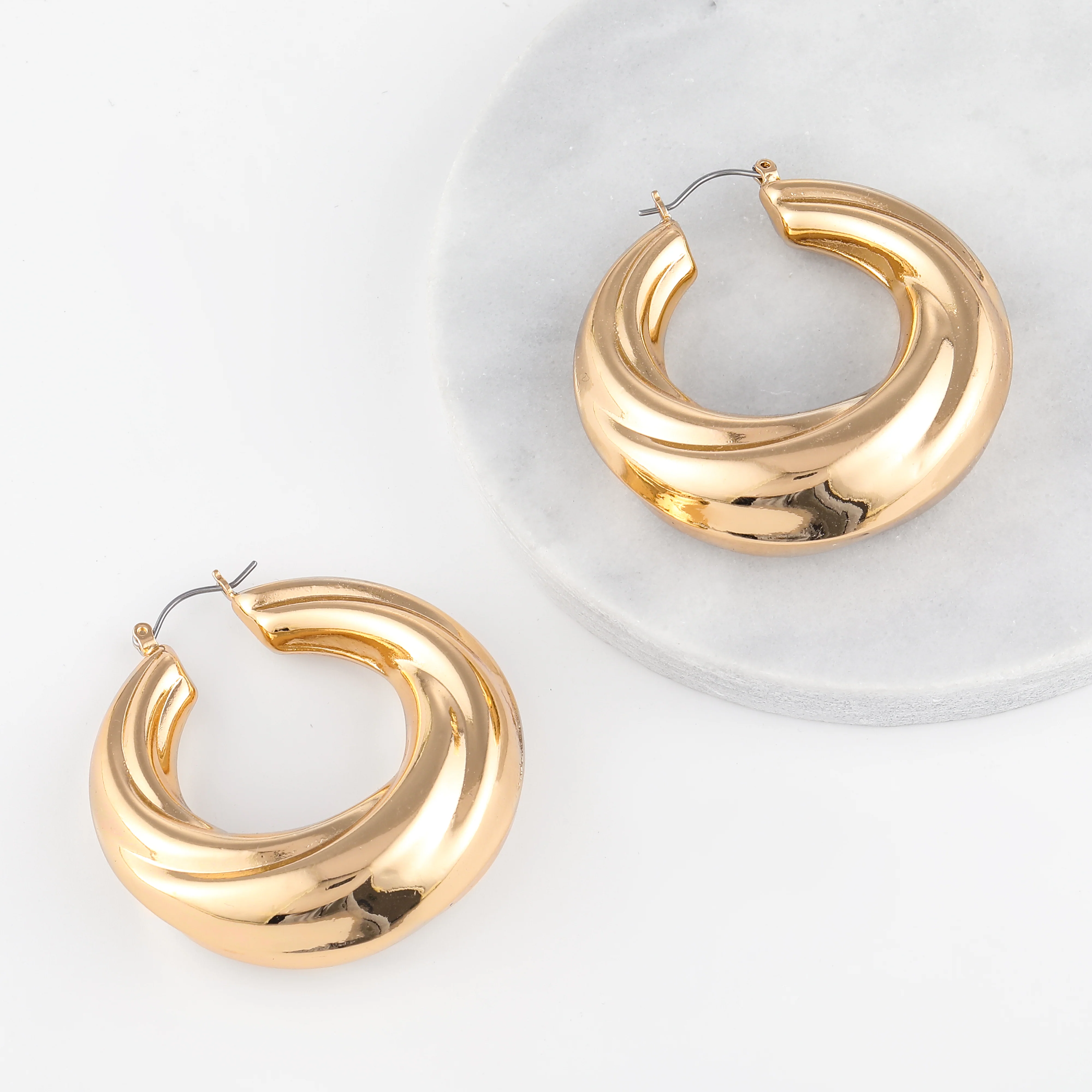 Round Twisted Hoop Earrings - Image 6