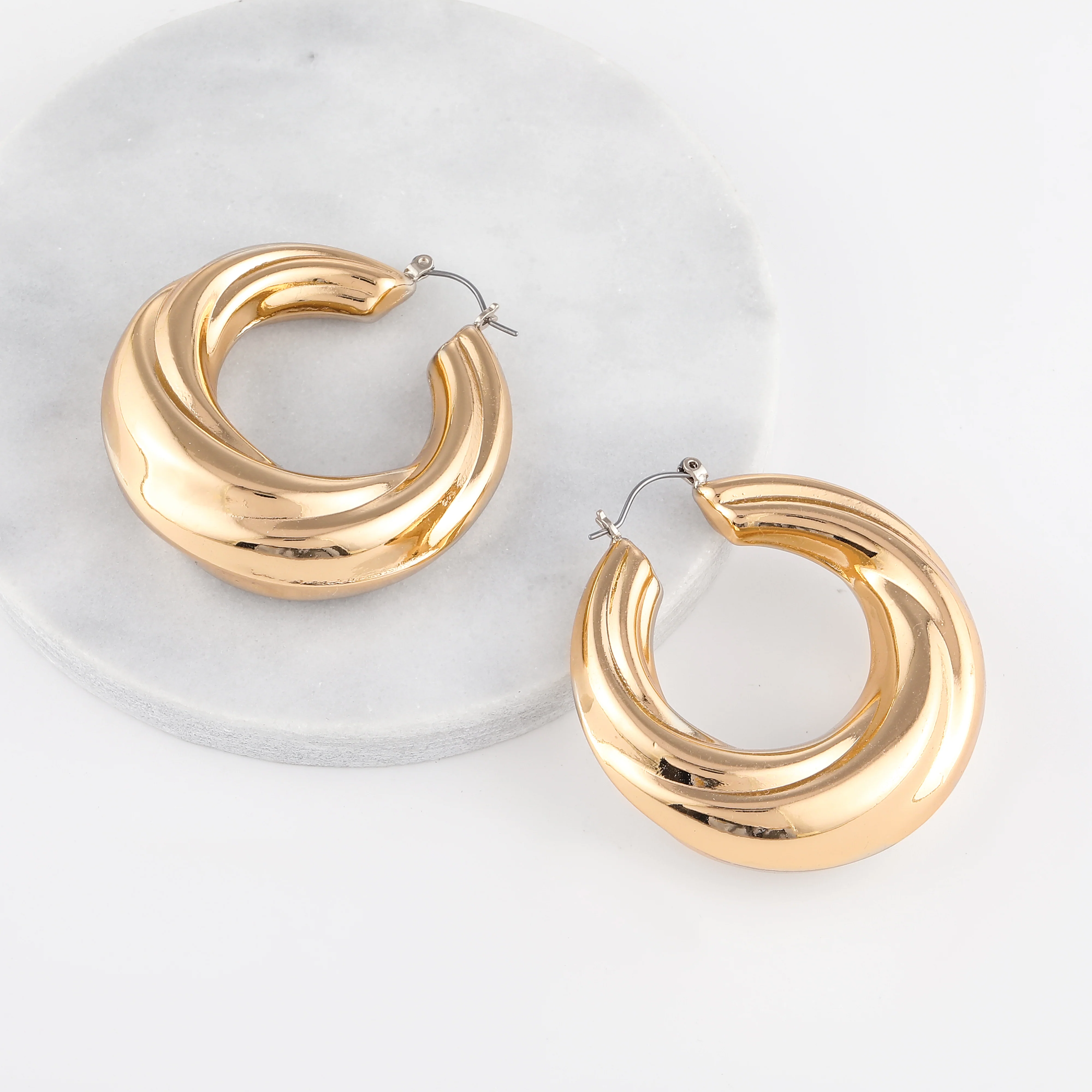 Round Twisted Hoop Earrings - Image 7