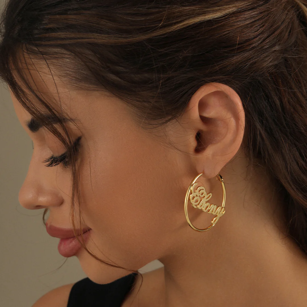 Script Name Hoop Earrings - Image 3