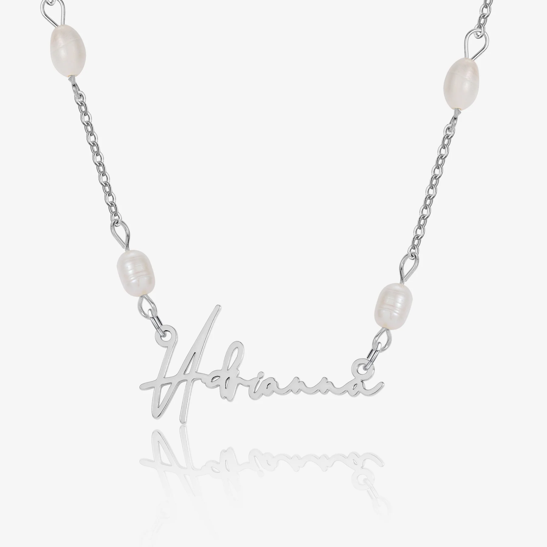 Script Name Necklace w/ Pearl Link Chain - Image 7