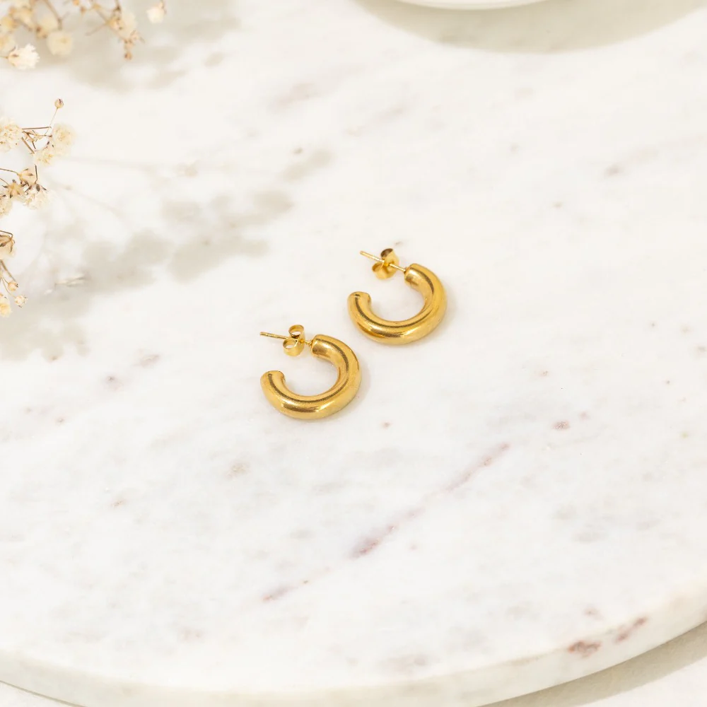 Thick Hoop Earrings - Image 3