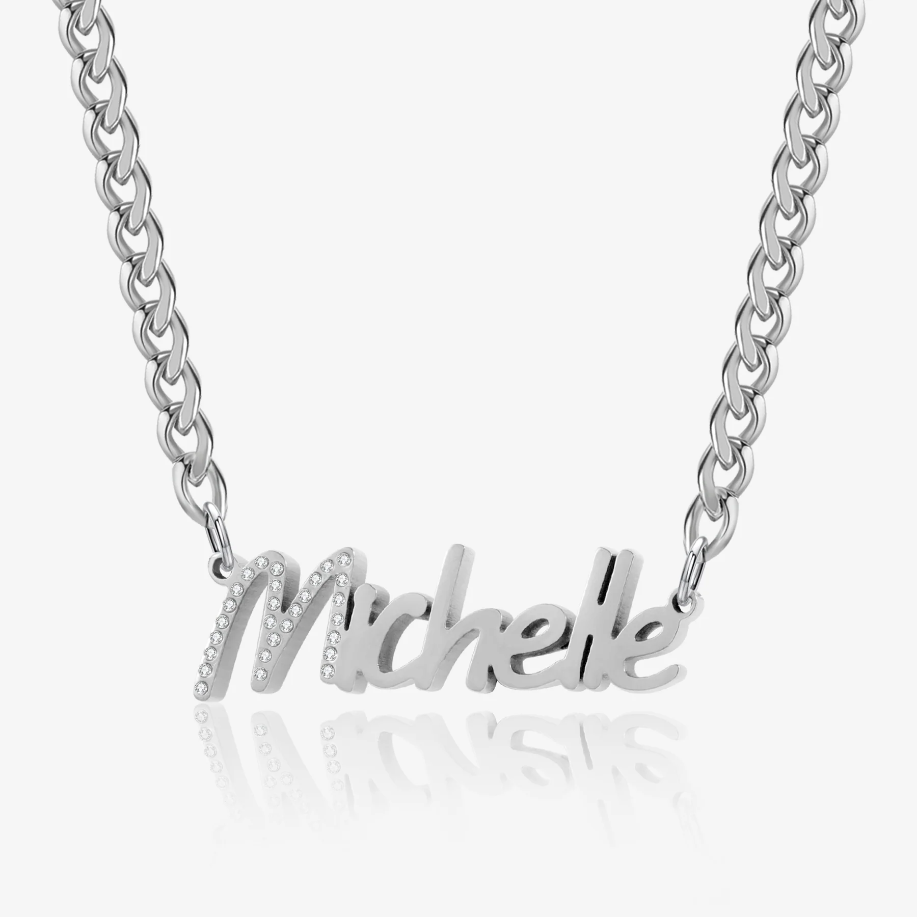 Thick Nameplate Necklace w/ Cuban Chain - Image 3
