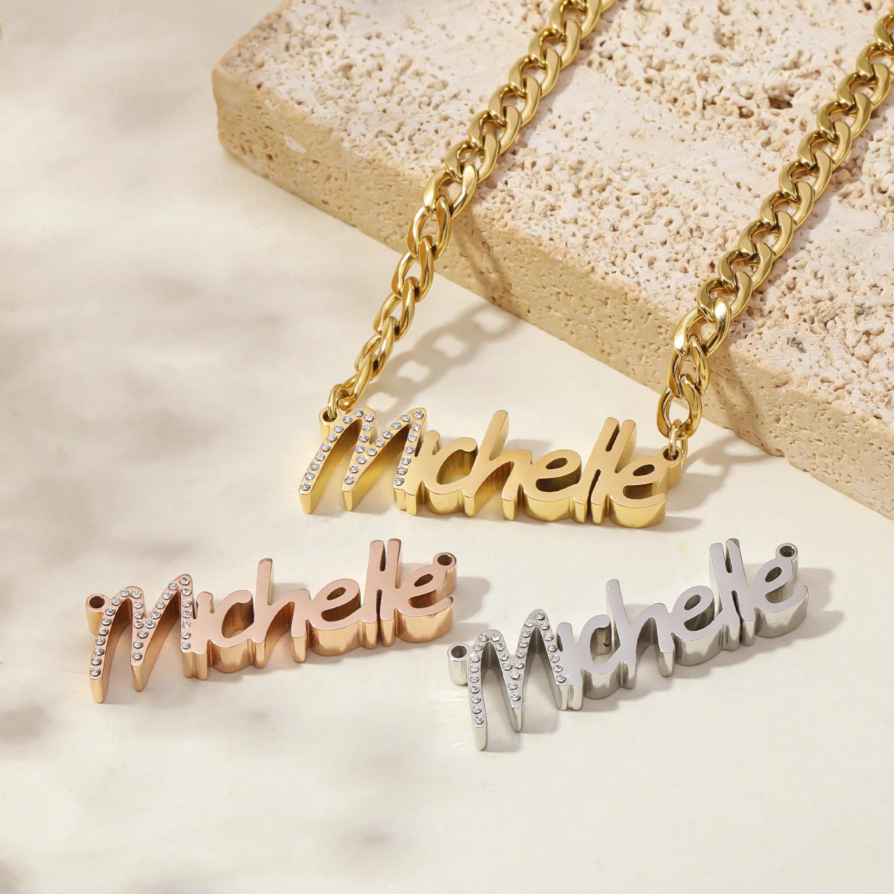 Thick Nameplate Necklace w/ Cuban Chain - Image 4