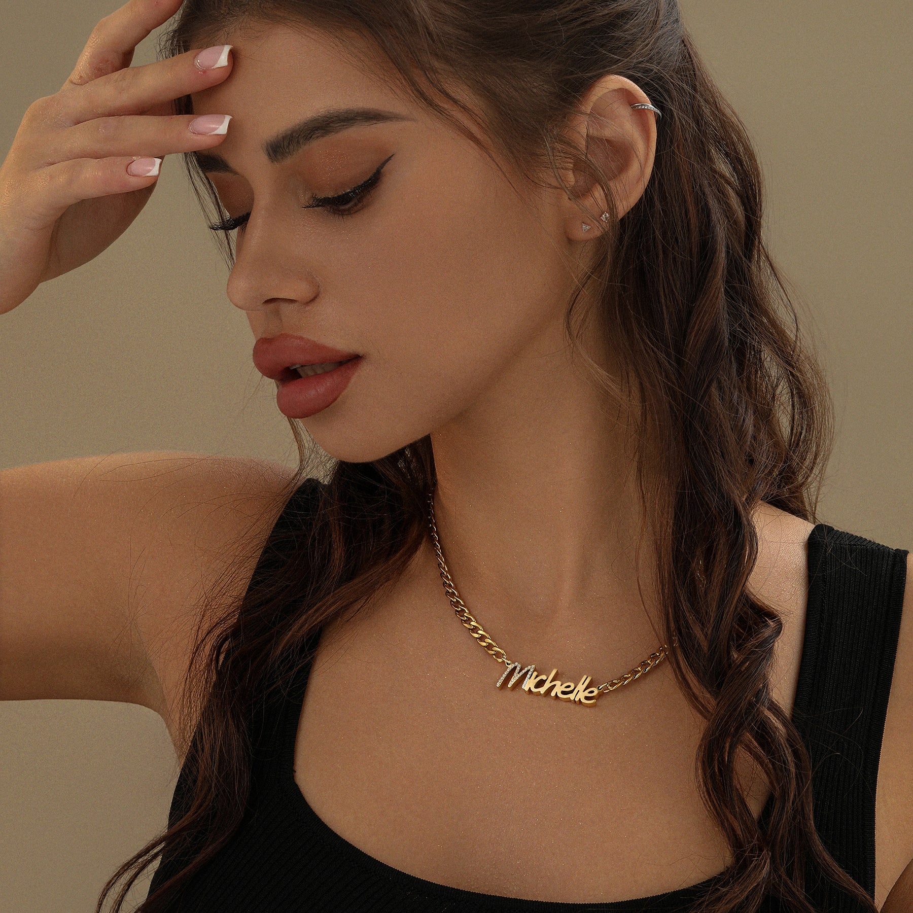 Thick Nameplate Necklace w/ Cuban Chain - Image 5