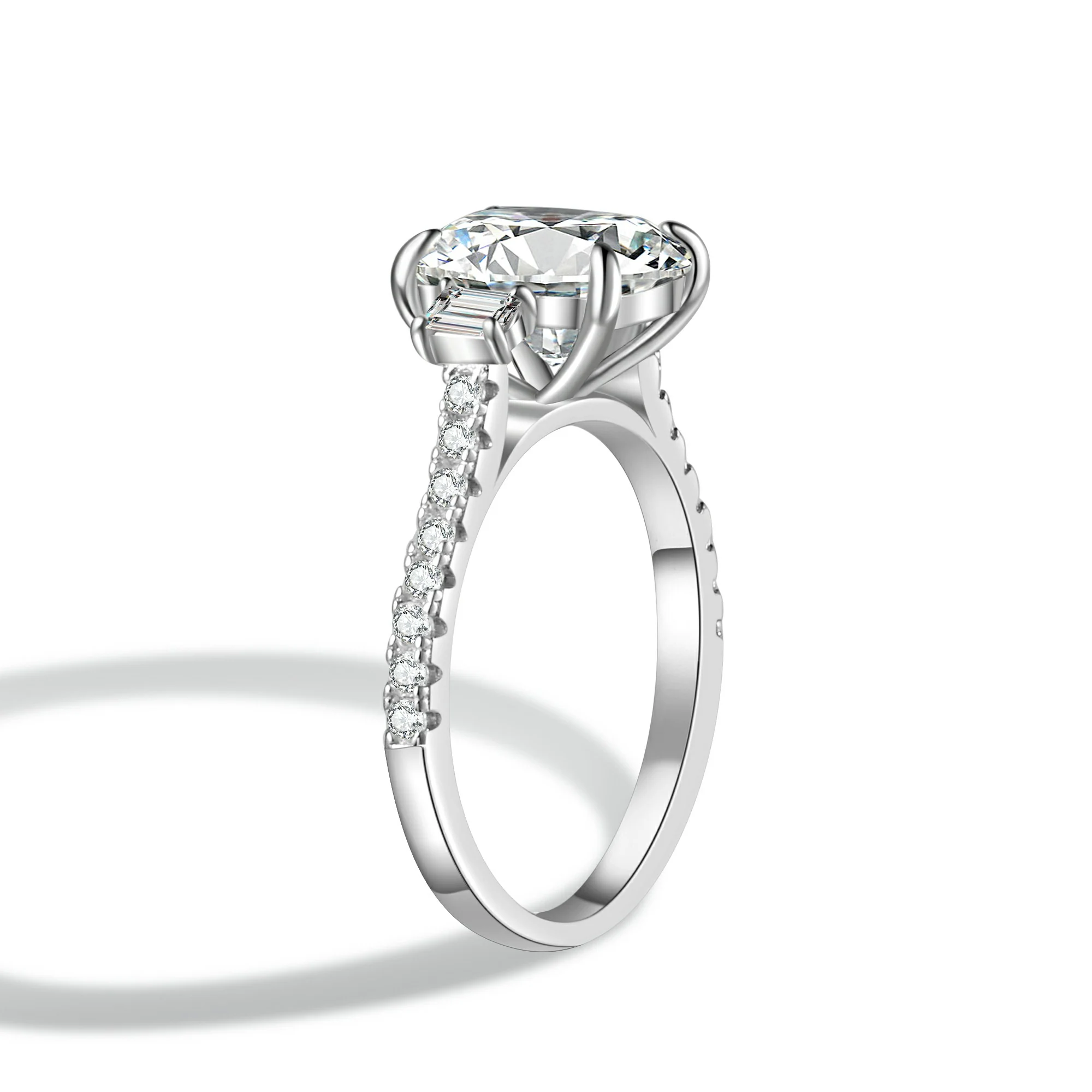 Three Stone Cushion Moissanite Engagement Ring - Image 7