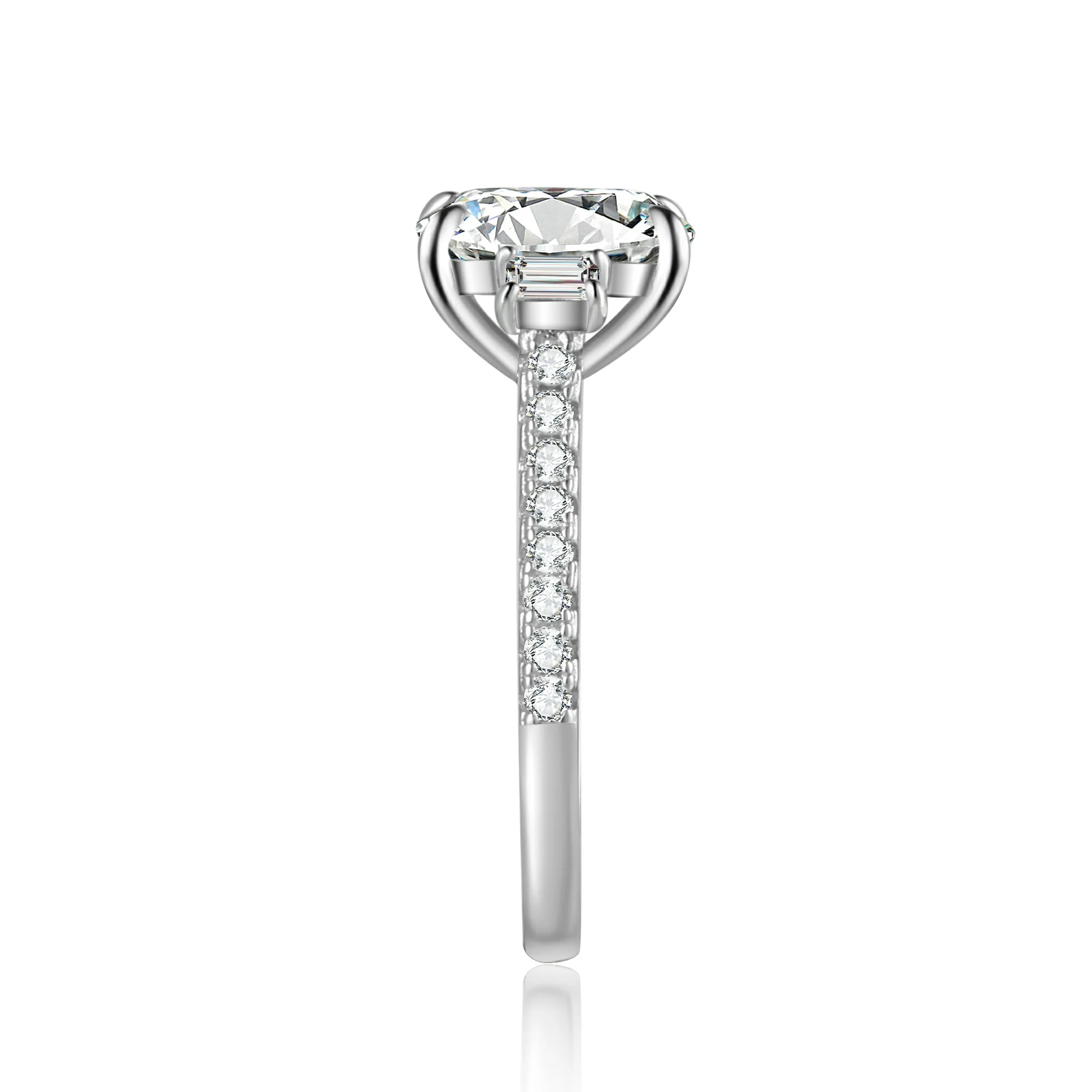 Three Stone Cushion Moissanite Engagement Ring - Image 8