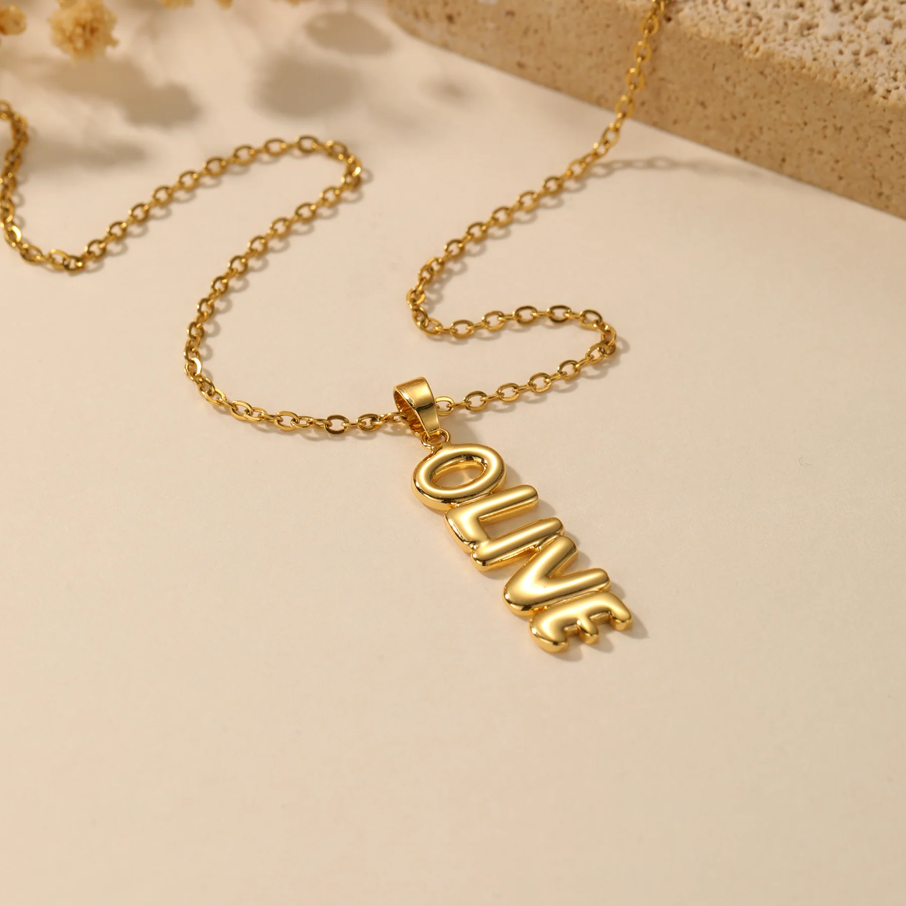 Vertical Bubble Name Necklace - Image 2