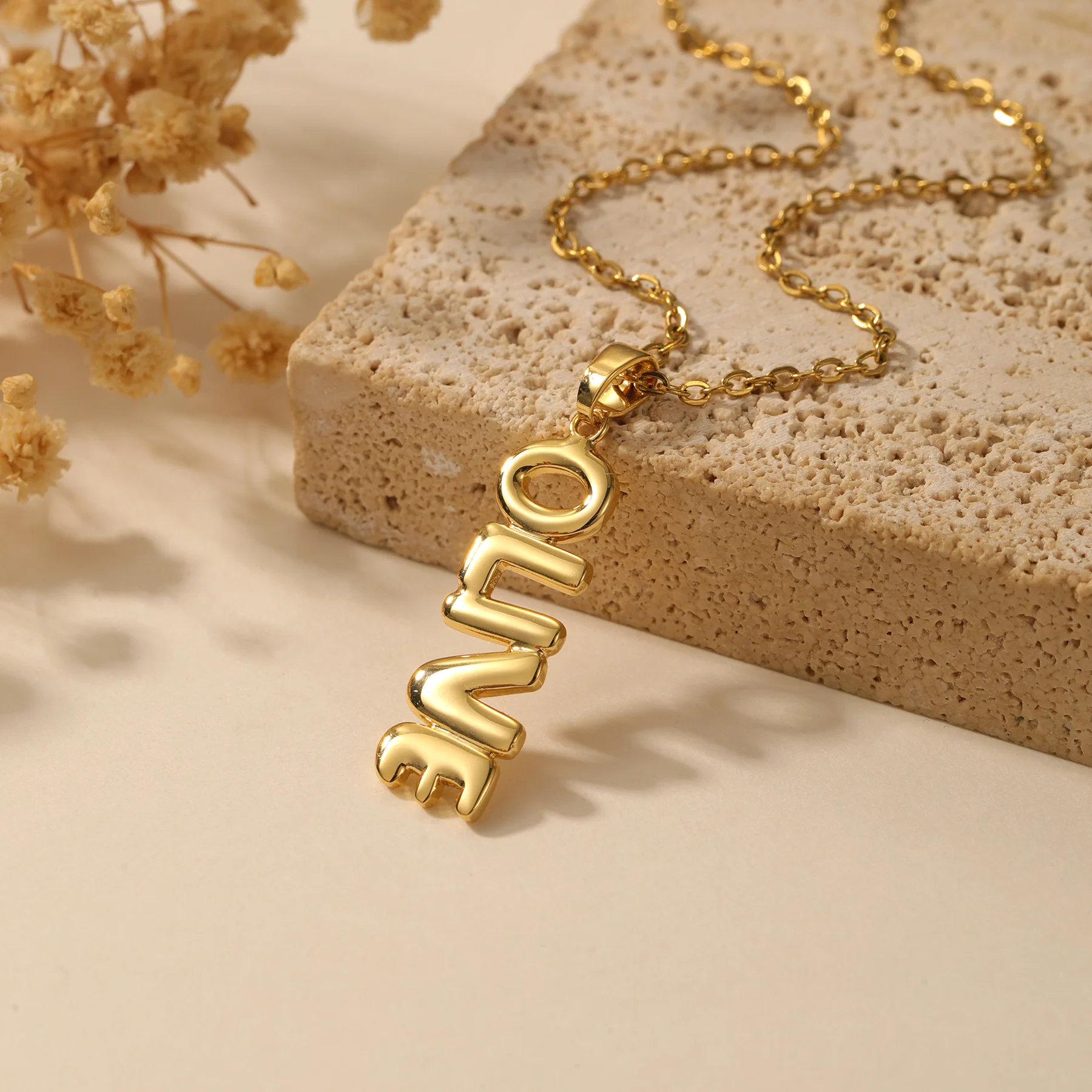 Vertical Bubble Name Necklace - Image 4