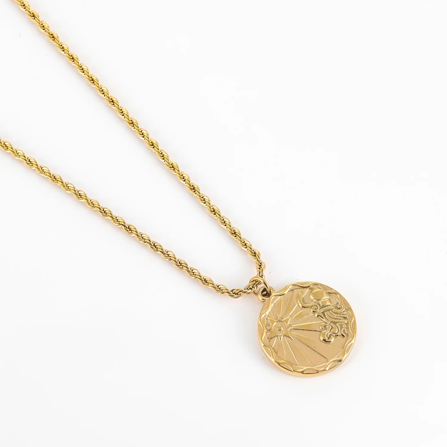 Zodiac Coin Necklace w/ Rope Chain - Image 5