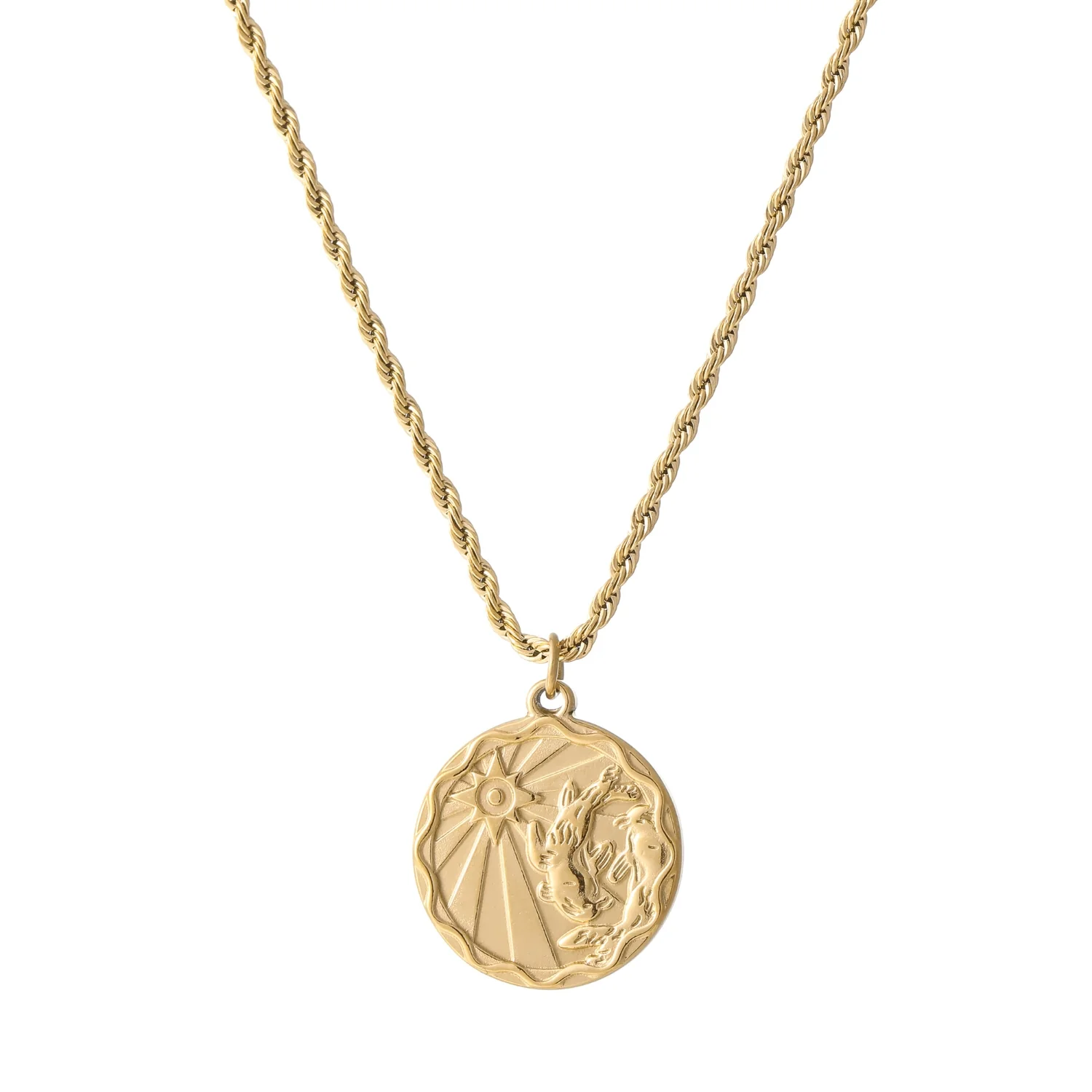 Zodiac Coin Necklace w/ Rope Chain - Image 6